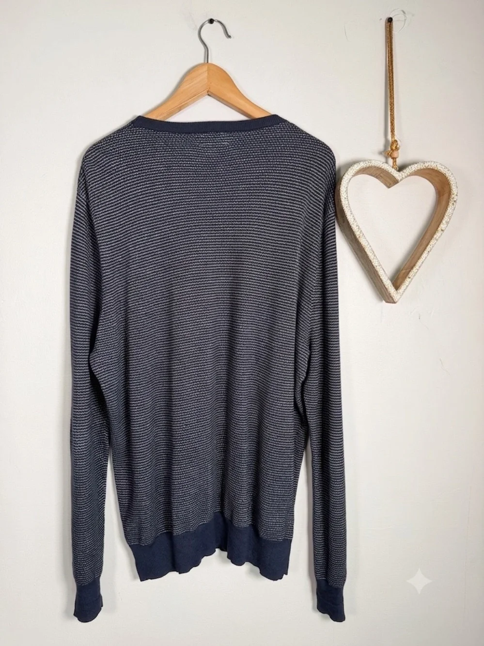 J. Crew Men's XL Blue Striped Knit Sweater 100% Cotton Crewneck Pullover